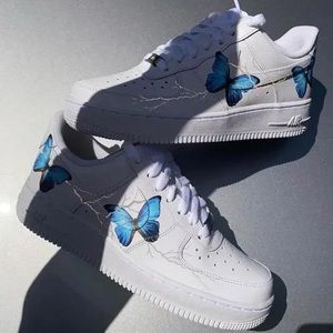 Blue Butterfly Thunder Custom Nike Airforce 1s